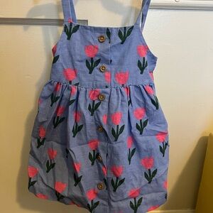 Hanna Andersson Blue Dress with Pink Tulips